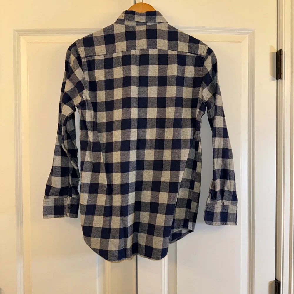 GAP Kids Boys Plaid Long Sleeve Button‎ Down Shirt XXL Regular Blue Grey